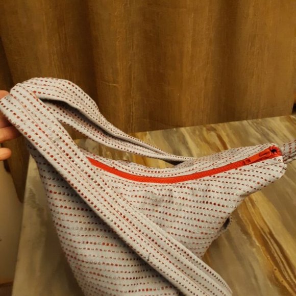 Double Handle Sling Purse Backpack Bag Blue Denim Polla Dot Red Multi Zippers - Picture 7 of 14